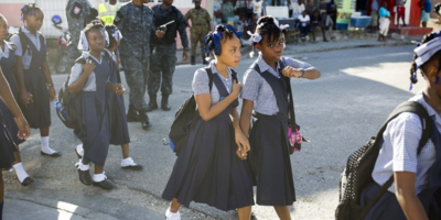 Students going to school.