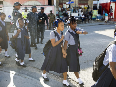 Students going to school.